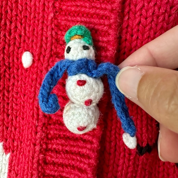 Vintage 90’s Festive Red Snowman Knit Cardigan - Picture 14 of 16